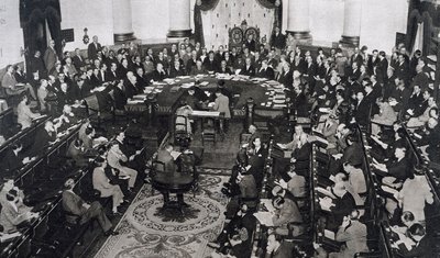 SDN:n tai Kansainliiton kokous 10.6.1929 senaatin palatsissa Madridissa, Espanjassa tekijältä Unbekannt