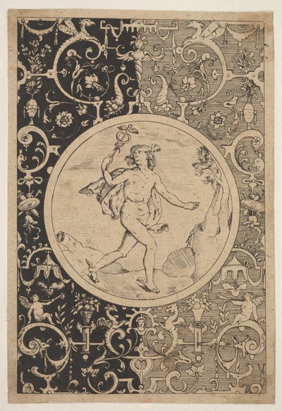 Mercury koristeellisessa kehyksessä groteskeilla, n. 1600-1630. tekijältä Unbekannt