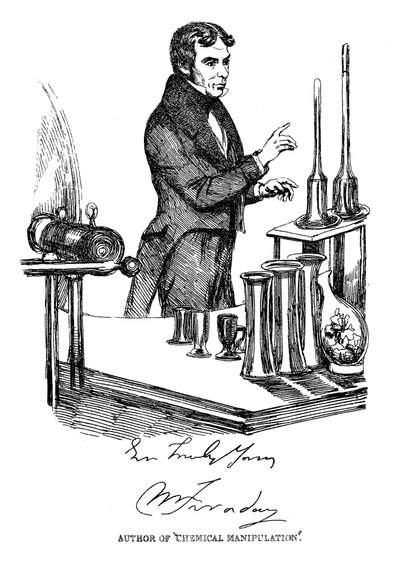 Michael Faraday luennoi Royal Institutionissa Lontoossa, vuonna 1835 tekijältä Unbekannt