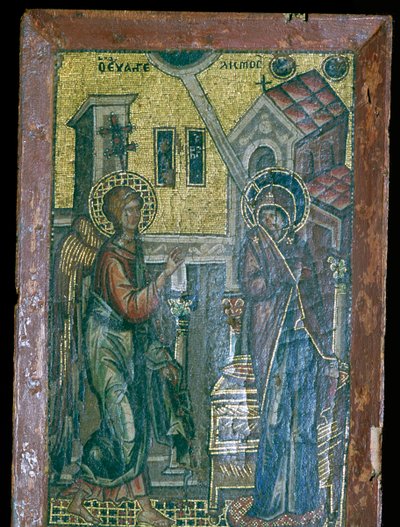 Pienoismalli bysanttilainen Marian ilmestyksen mosaiikki, 1300-luku tekijältä Unbekannt