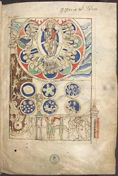 Pienoismalli Jumalan luomisen alku Liber Sciviasta, Hildegard of Bingen, noin 1220 tekijältä Unbekannt