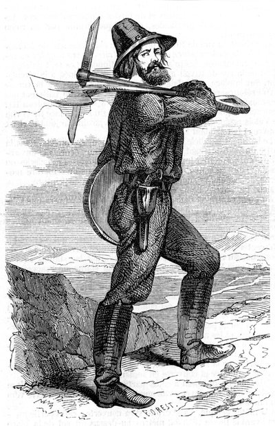 Kaivostutkija Kalifornian kultakentillä, 1853 tekijältä Unbekannt