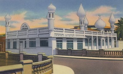 Mohammedan-moskeija, Espanjan satama, Trinidad, B.W.I., 1940-luku. tekijältä Unbekannt