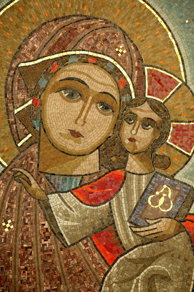 Siunatun Neitsyt ja Pyhän Johannes Kamen koptilainen luostari. Madonna lapsen kanssa. tekijältä Unbekannt