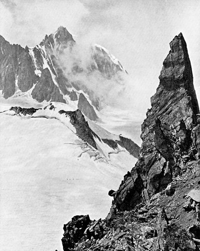 Mont Maudit nähtynä Aiguille Marbreesista, Alpeilta, 1900-luvun alku tekijältä Unbekannt