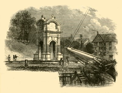 Monumentti New Plymouthissa, pyhiinvaeltajien maihinnousupaikan merkiksi, 1890. tekijältä Unbekannt