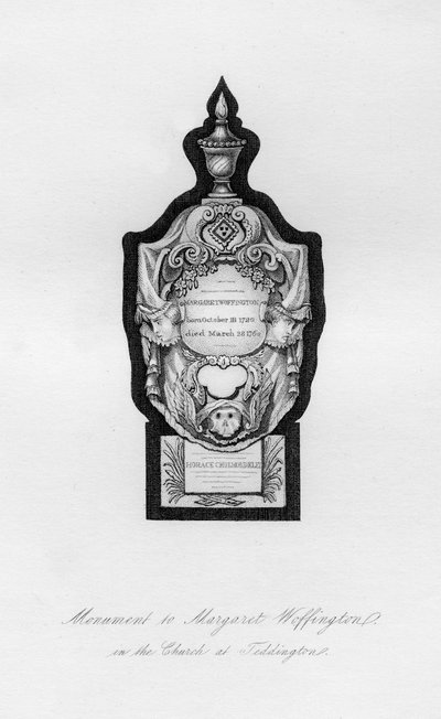 Näyttelijä Margaret Woffingtonin muistomerkki Teddingtonissa, 1700-luku, 1840 tekijältä Unbekannt