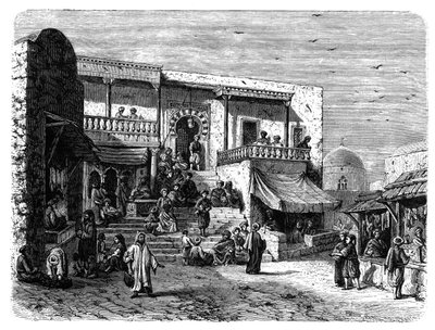 Maurilainen kahvila Sidi Bou Saidissa, Tunisissa, vuodelta 1890 tekijältä Unbekannt