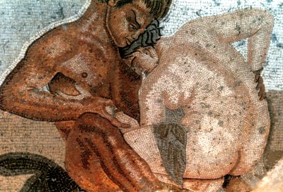 Satyyrin ja nymfin mosaiikki, House of Faun, Pompei, Italia tekijältä Unbekannt