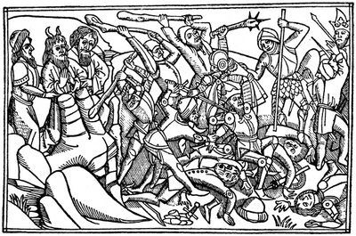 Mooses rukoilee Israelin voiton puolesta, 1480 1964 tekijältä Unbekannt