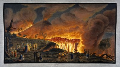 Vesuvius purkautuu yöllä, Napolin kuningaskunta tekijältä Unbekannt