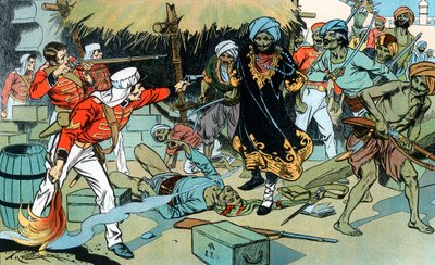 Kapinat hyökkäävät lehtiä vastaan Delhissä, Intian kapina, 11. toukokuuta 1857 c1900 tekijältä Unbekannt