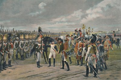 Napoleon koristelemassa venäläistä kranadieria Tilsittissä, 1807, 1896 tekijältä Unbekannt