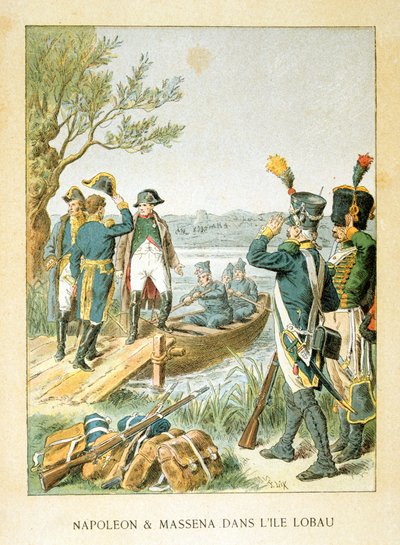 Napoleon ja Massena Lobaun saarella, toukokuu 1809, 1800-luku tekijältä Unbekannt