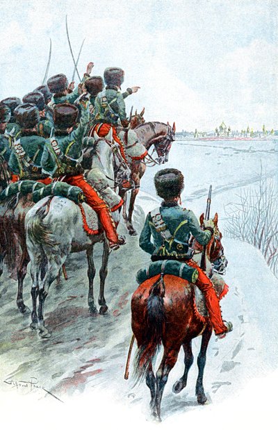 Napoleons Grande Armee näkemässä Moskovan, 1812 1800-luvun loppu tekijältä Unbekannt