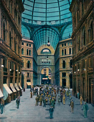Napoli - Galleria Umberto I:n sisustus, Galleria Umberto I:n sisustus, n. 1900. tekijältä Unbekannt