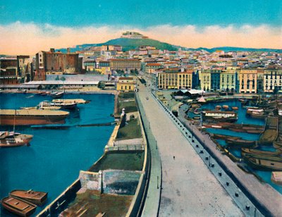 Napoli - Via Molo Col Castel S. Elmo, c1900. tekijältä Unbekannt