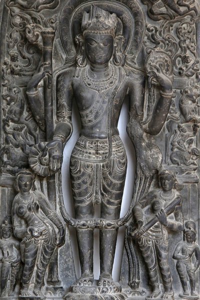 Intian kansallismuseo, Delhi. Vishnu. Pala, 9.-10. vuosisadalla jKr. Itä-Intiassa. Kivi. Yksityiskohta. Intia. tekijältä Unbekannt