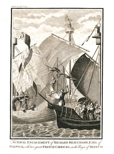 Richard Beauchampin Earl of Warwickin merikihlas kahta mahtavaa ranskalaista Carrickia vastaan tekijältä Unbekannt