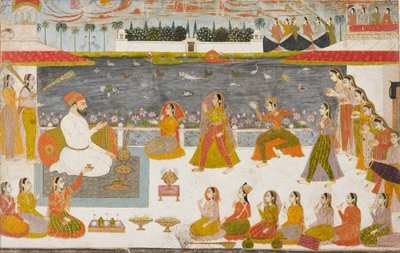 Nawab ja naiset katsomassa nautaa terassilla, 1760 tekijältä Unbekannt