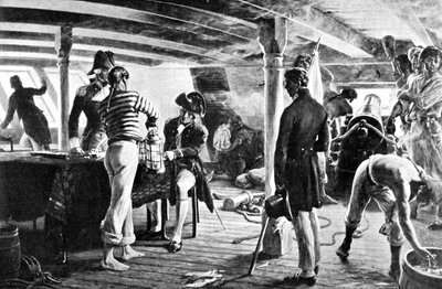 Nelson sinetöimässä historiallista viestiään Kööpenhaminassa 1801 tekijältä Unbekannt