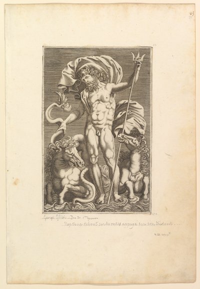 Neptunus kahden merihevosen välissä, n. 1560-80. tekijältä Unbekannt