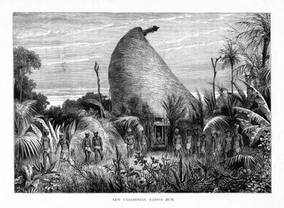 New Caledonian Native Hut, Tyynenmeren lounaisosa, 1877 tekijältä Unbekannt