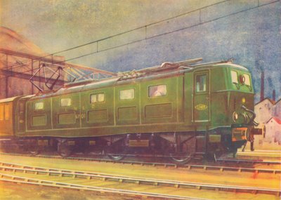 Uusi sähköveturi, L.N.E.R., lähtemässä Manchester London Roadin asemalta, 1940 tekijältä Unbekannt