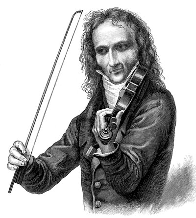 Niccolò Paganini, italialainen viulisti, alttoviulisti ja säveltäjä, 1830-luku. tekijältä Unbekannt