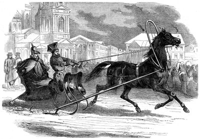 Nikolai I 1796-1855, Venäjän keisari, droshkyssa, Pietari, 1853 tekijältä Unbekannt