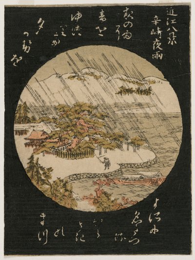 Yösade Karasaki-mäntyllä sarjasta Kahdeksan näkymää Omin maakunnasta, 1770-luku. tekijältä Unbekannt