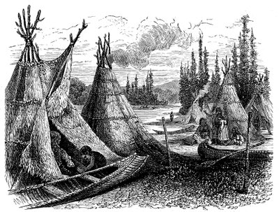 Pohjois-Amerikan krei-intiaaniasutus kesällä 1874 tekijältä Unbekannt
