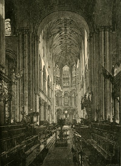 Norwichin katedraali. Kuoro, Katse itään, 1898. tekijältä Unbekannt