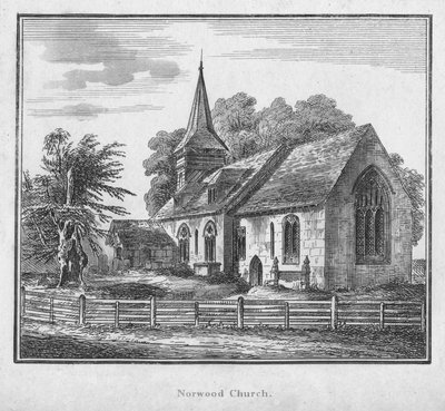 Norwoodin kirkko, n. 1792 tekijältä Unbekannt