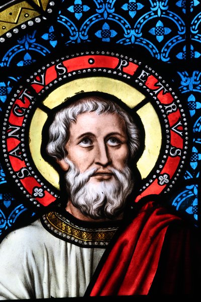 Notre-Dame Saint-Lazaren kollegiaalinen kirkko, lasimaalaus, Saint Peter, Avallon, Ranska tekijältä Unbekannt
