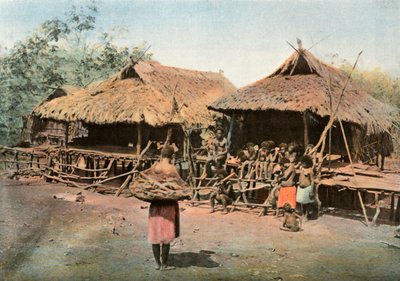 Uusi-Guinea. Karapuna. Alkuperäiskansat, Papua-Uusi-Guinea. Karapuna. Kotikylä, 1900. tekijältä Unbekannt
