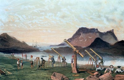 Tarkkailemassa täydellistä auringonpimennystä, 1851-1857 tekijältä Unbekannt