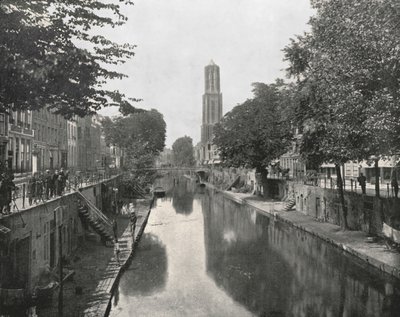Old Canal and Dom Tower, Utrecht, Alankomaat, 1895. tekijältä Unbekannt