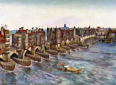 Old London Bridge, noin 1630, n. 1900-1920 tekijältä Unbekannt
