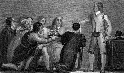 Oliver Cromwell hylkää kruunun, 1650-luku tekijältä Unbekannt