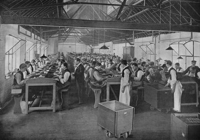 Yksi sikarien valmistusosastoista Salmon and Gluckstein Ltd:ssä, Lontoo, 1870-luku 1903 tekijältä Unbekannt