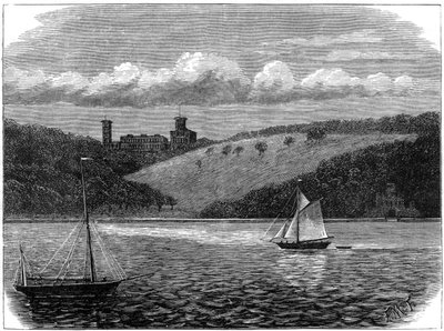 Osborne House, Isle of Wight, mereltä katsottuna, 1800-luvun loppu tekijältä Unbekannt