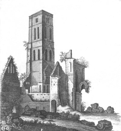 Osney Abbey lähellä Oxfordia, 1700-luvun loppu - 1800-luvun alku tekijältä Unbekannt