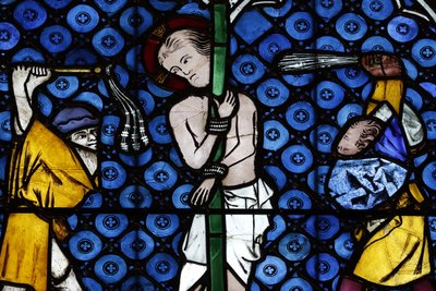 Strasbourgin Neitsyt Marian katedraali. Lasimaalaus. Kristus intohimossaan. Liputus. 14-luvulla. Strasbourg. Ranska. tekijältä Unbekannt
