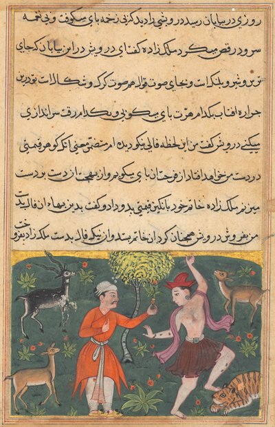 Sivu elokuvista Tales of a Parrot Tuti-nama: Kahdeksantoista yö: Prinssi tapaa..., n. 1560. tekijältä Unbekannt