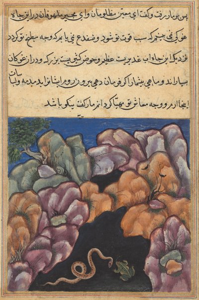 Sivu julkaisusta Tales of a Parrot Tuti-nama: Kahdeskymmeneskuudes yö: Käärme astuu sisään..., n. 1560. tekijältä Unbekannt