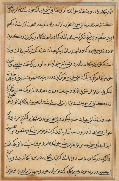 Sivu julkaisusta Tales of a Parrot Tuti-nama: tekstisivu, n. 1560. tekijältä Unbekannt