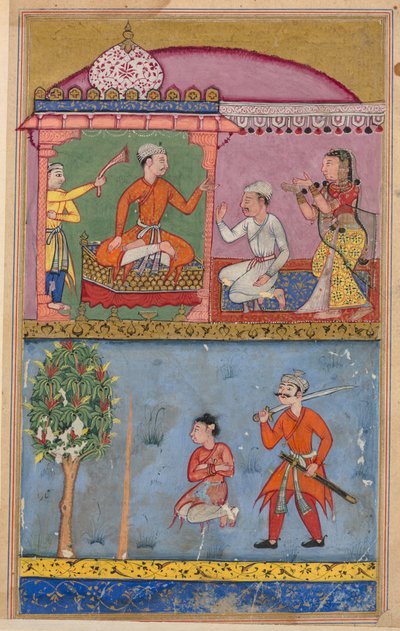 Sivu julkaisusta Tales of a Parrot Tuti-nama: tekstisivu, n. 1560. tekijältä Unbekannt