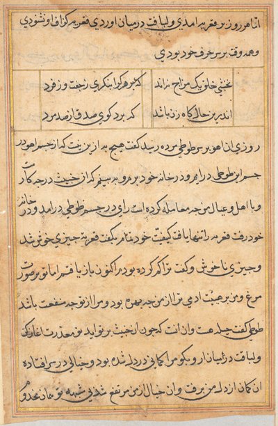 Sivu julkaisusta Tales of a Parrot Tuti-nama: tekstisivu, n. 1560. tekijältä Unbekannt