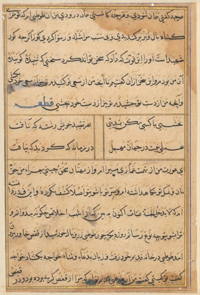 Sivu julkaisusta Tales of a Parrot Tuti-nama: tekstisivu, n. 1560. tekijältä Unbekannt